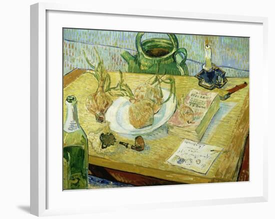 Still Life with a Drawing Board, Pipe, Onions and Sealing Wax-Vincent van Gogh-Framed Giclee Print