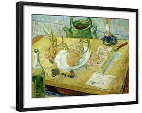 Still Life with a Drawing Board, Pipe, Onions and Sealing Wax-Vincent van Gogh-Framed Giclee Print