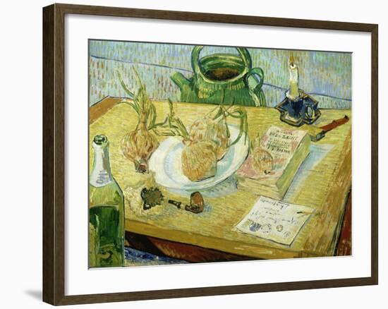 Still Life with a Drawing Board, Pipe, Onions and Sealing Wax-Vincent van Gogh-Framed Giclee Print