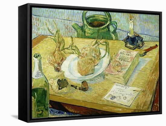 Still Life with a Drawing Board, Pipe, Onions and Sealing Wax-Vincent van Gogh-Framed Stretched Canvas