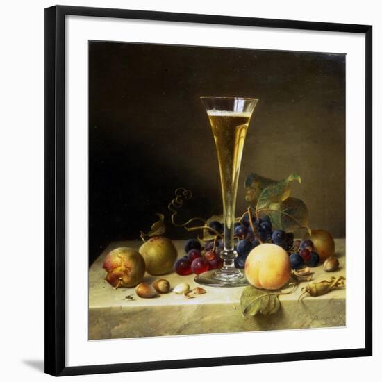 Still Life with a Glass of Champagne, 1855-Johann Wilhelm Preyer-Framed Giclee Print