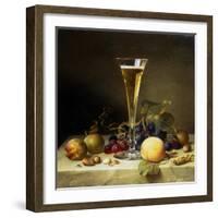 Still Life with a Glass of Champagne, 1855-Johann Wilhelm Preyer-Framed Giclee Print