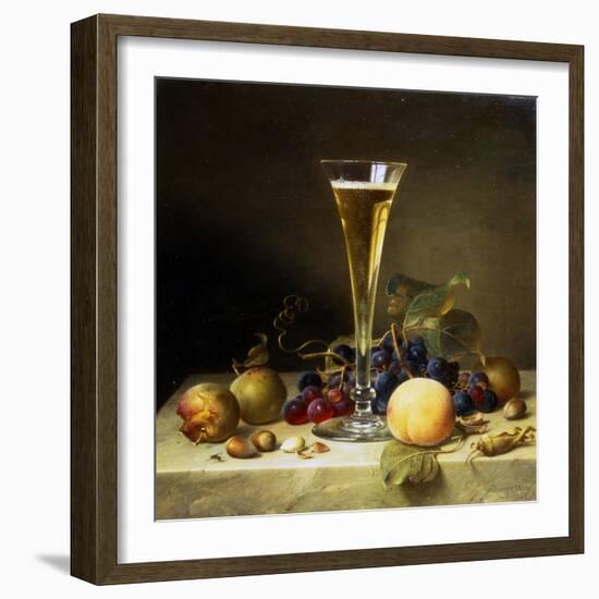 Still Life with a Glass of Champagne, 1855-Johann Wilhelm Preyer-Framed Giclee Print