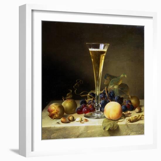 Still Life with a Glass of Champagne, 1855-Johann Wilhelm Preyer-Framed Giclee Print