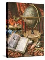 Still Life with a Globe, Books, Shells and Corals-Simon Renard De Saint-andre-Stretched Canvas