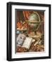 Still Life with a Globe, Books, Shells and Corals-Simon Renard De Saint-andre-Framed Giclee Print