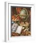 Still Life with a Globe, Books, Shells and Corals-Simon Renard De Saint-andre-Framed Giclee Print