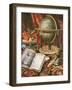 Still Life with a Globe, Books, Shells and Corals-Simon Renard De Saint-andre-Framed Giclee Print