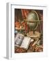 Still Life with a Globe, Books, Shells and Corals-Simon Renard De Saint-andre-Framed Giclee Print