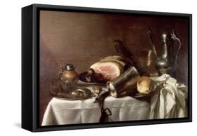 Still Life with a Ham-Pieter Claesz-Framed Stretched Canvas