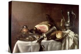 Still Life with a Ham-Pieter Claesz-Stretched Canvas
