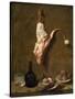 Still Life with a Leg of Veal, French Painting of 18th Century-Jean-Baptiste Oudry-Stretched Canvas