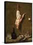 Still Life with a Leg of Veal, French Painting of 18th Century-Jean-Baptiste Oudry-Stretched Canvas