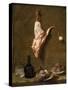 Still Life with a Leg of Veal, French Painting of 18th Century-Jean-Baptiste Oudry-Stretched Canvas
