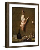 Still Life with a Leg of Veal, French Painting of 18th Century-Jean-Baptiste Oudry-Framed Giclee Print