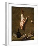 Still Life with a Leg of Veal, French Painting of 18th Century-Jean-Baptiste Oudry-Framed Giclee Print