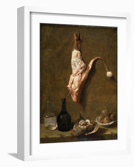 Still Life with a Leg of Veal, French Painting of 18th Century-Jean-Baptiste Oudry-Framed Giclee Print