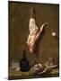 Still Life with a Leg of Veal, French Painting of 18th Century-Jean-Baptiste Oudry-Mounted Giclee Print