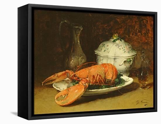 Still Life with a Lobster and a Soup Tureen-Guillaume Romain Fouace-Framed Stretched Canvas
