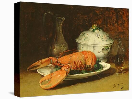 Still Life with a Lobster and a Soup Tureen-Guillaume Romain Fouace-Stretched Canvas