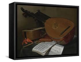 Still Life with a Lute and a Guitar-Nicolas Henri Jeaurat de Bertry-Framed Stretched Canvas