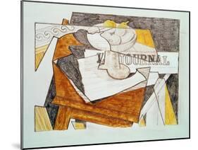 Still Life with a Newspaper and a Wooden Table, c.1918-Juan Gris-Mounted Giclee Print