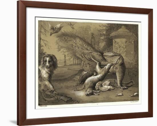 Still Life with a Peacock and a Dog-Jan Weenix-Framed Giclee Print