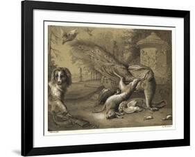Still Life with a Peacock and a Dog-Jan Weenix-Framed Giclee Print