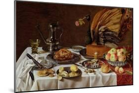 Still Life with a Peacock Pie, 1627-Pieter Claesz-Mounted Giclee Print