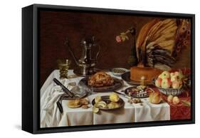 Still Life with a Peacock Pie, 1627-Pieter Claesz-Framed Stretched Canvas