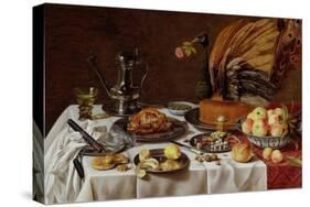 Still Life with a Peacock Pie, 1627-Pieter Claesz-Stretched Canvas