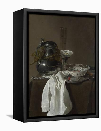 Still Life with a Pewter Flagon and Two Ming Bowls, 1651-Jan Jansz Treck-Framed Stretched Canvas
