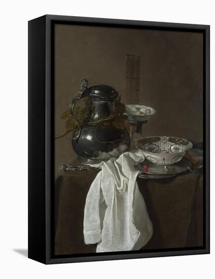 Still Life with a Pewter Flagon and Two Ming Bowls, 1651-Jan Jansz Treck-Framed Stretched Canvas