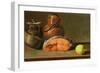 Still Life with a Piece of Salmon, a Lemon and Kitchen Utensils-Luis Egidio Melendez-Framed Giclee Print
