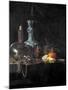 Still Life with a Pilgrim Flask, Candlestick, Porcelain Vase and Fruit, 17th Century-Willem Kalf-Mounted Giclee Print