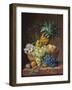 Still Life with a Pineapple, Grapes, Peaches, a Plum, a Tangerine and Assorted Flowers-Anthony Oberman-Framed Giclee Print