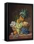 Still Life with a Pineapple, Grapes, Peaches, a Plum, a Tangerine and Assorted Flowers-Anthony Oberman-Framed Stretched Canvas