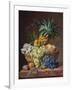 Still Life with a Pineapple, Grapes, Peaches, a Plum, a Tangerine and Assorted Flowers-Anthony Oberman-Framed Giclee Print