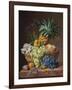 Still Life with a Pineapple, Grapes, Peaches, a Plum, a Tangerine and Assorted Flowers-Anthony Oberman-Framed Giclee Print