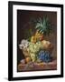 Still Life with a Pineapple, Grapes, Peaches, a Plum, a Tangerine and Assorted Flowers-Anthony Oberman-Framed Giclee Print