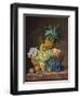 Still Life with a Pineapple, Grapes, Peaches, a Plum, a Tangerine and Assorted Flowers-Anthony Oberman-Framed Giclee Print