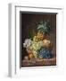 Still Life with a Pineapple, Grapes, Peaches, a Plum, a Tangerine and Assorted Flowers-Anthony Oberman-Framed Giclee Print