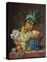 Still Life with a Pineapple, Grapes, Peaches, a Plum, a Tangerine and Assorted Flowers-Anthony Oberman-Stretched Canvas