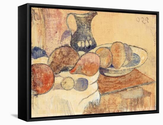 Still life with a Pitcher and Fruit-Paul Gauguin-Framed Stretched Canvas