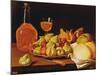 Still Life with a Plate of Figs and Pomegranates, Bread and Wine-Luis Egidio Melendez-Mounted Giclee Print