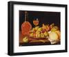 Still Life with a Plate of Figs and Pomegranates, Bread and Wine-Luis Egidio Melendez-Framed Giclee Print