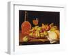 Still Life with a Plate of Figs and Pomegranates, Bread and Wine-Luis Egidio Melendez-Framed Giclee Print