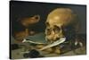 Still Life with a Skull and a Writing Quill, 1628-Pieter Claesz-Stretched Canvas