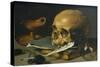 Still Life with a Skull and a Writing Quill, 1628-Pieter Claesz-Stretched Canvas