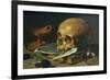 Still Life with a Skull and a Writing Quill, 1628-Pieter Claesz-Framed Premium Giclee Print